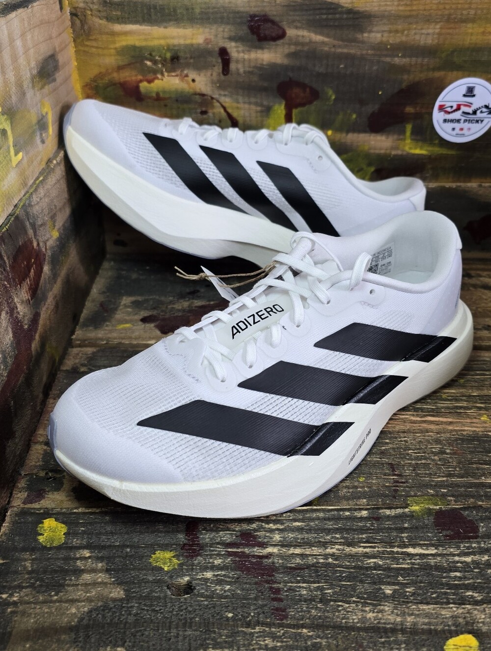 Adidas Adizero EVO SL J Running Shoes White Black Sz 5.5,6,6.5,7 KI8482 New